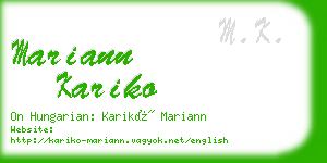 mariann kariko business card